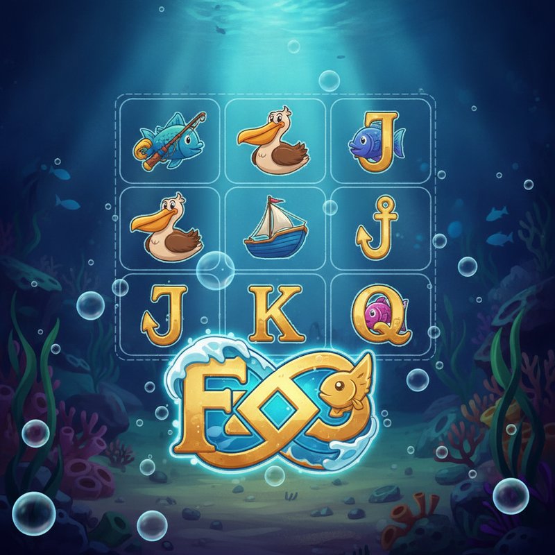 Fishin Frenzy slot main screen showing underwater ocean reels with pelican and boat scatter symbols